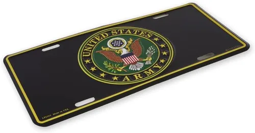 Vista 4 de Placa de matrícula con logotipo del Ejército de los Estados Unidos Tamaño estándar 6" x 12", Placa de matrícula de aluminio para coches, SUV