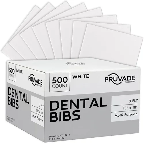 Vista 12 de Baberos dentales – Paquete de 500 baberos desechables para adultos de 3 capas para dentista, comer, tatuar – Hojas médicas impermeables de 13 x 18
