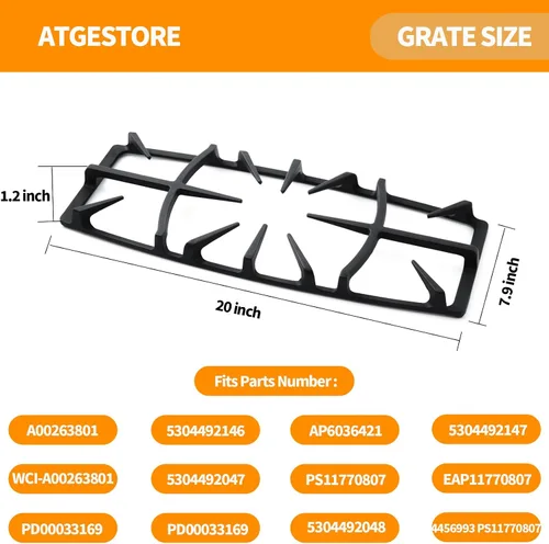Vista 3 de Repuesto de rejilla A00263801 actualizado para estufas Kenmore, rejilla de quemador de estufa, piezas de cocina de gas Frigidaire, rejilla central