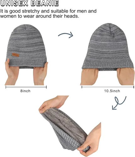 Vista 5 de Omechy - Gorro de punto para hombre de invierno gorro cálido