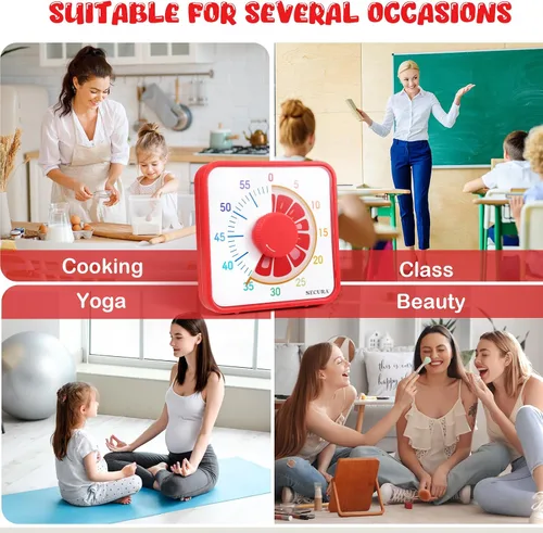 Vista 5 de Secura Temporizador Visual de Frutas de 7.5 Pulgadas para Niños, Temporizador de Cuenta Regresiva de 60 Minutos para Aula o Cocina, Reloj