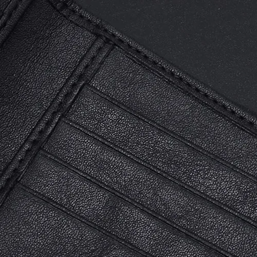 Vista 5 de Billetera de cuero para hombre genuino carteras con cremallera monedero casual de lujo corto delgado carteras para hombres, Negro -, Ocio Negocios
