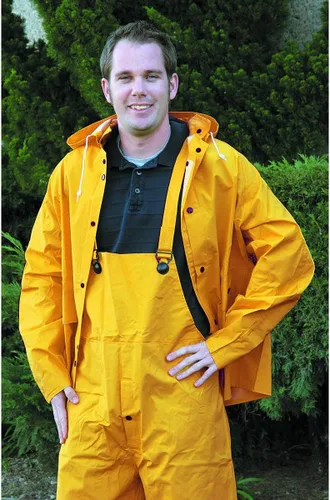 Vista 5 de RainRider Traje de lluvia comercial para hombre, de alta visibilidad, de cuero, resistente, impermeable, con peto, pantalones en general