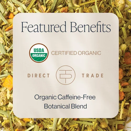 Vista 2 de Té de Cúrcuma y Jengibre Rishi - Té Orgánico de Hoja Suelta, Mezcla Sin Cafeína con Jengibre Picante y Cítrico, Caliente o Helado - 16 Onzas