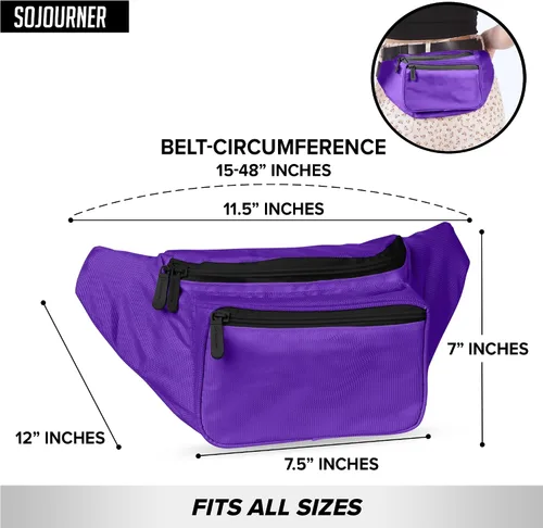 Vista 4 de Riñonera para hombres y mujeres Riñonera Riñonera ligera para viajes, deportes, senderismo, Morado - Sólido, talla única