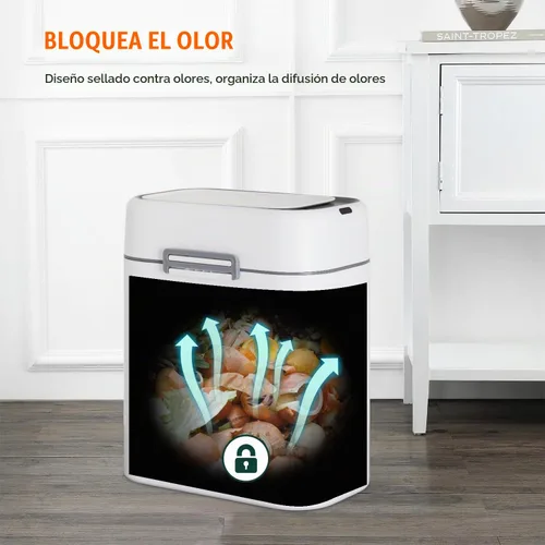 Vista 4 de Bote de basura de 2.2 galones con tapa, bote de basura automático sin contacto, sensor de movimiento inteligente, pequeño para baño, dormitorio