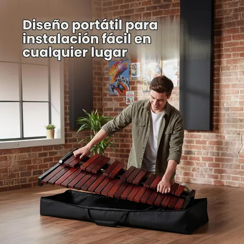 Vista 7 de Gearlux Xilófono de madera de 37 teclas con mazos, soporte ajustable y bolsa de concierto