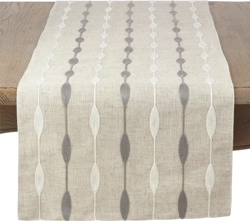 Vista 5 de Saro Lifestyle Camino de mesa de diseño bordado moderno, aguamarina, 16 x 70 pulgadas Aqua