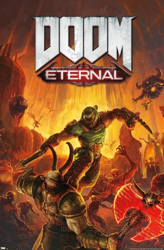 Vista 12 de Trends International Doom Eternal - Póster de pared Marauder, 22.4 pulgadas de largo x 14.7 pulgadas, versión enmarcada en madera de granero