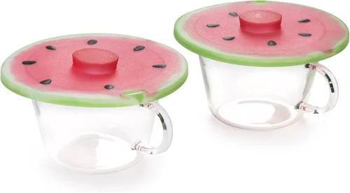 Vista 2 de Charles Viancin - Juego de 2 fundas de silicona para bebidas de sandía de 4 pulgadas - Sellado hermético en cualquier vaso de borde liso, mantiene
