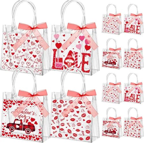Vista 7 de Abbylike 24 bolsas transparentes de regalo para copa de fútbol con asas, bolsas de PVC transparente para aperitivos, bolsas de golosinas
