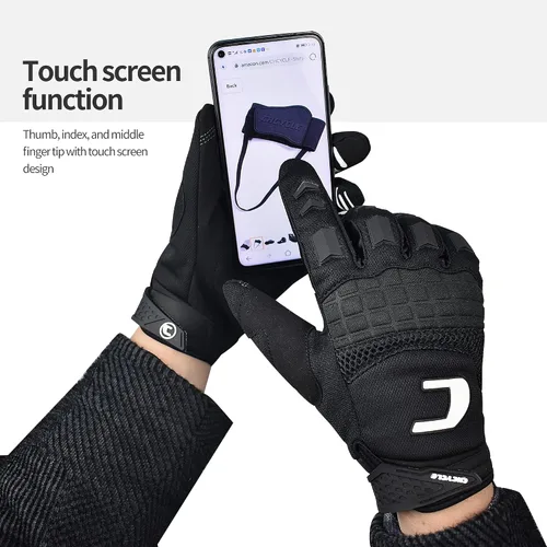 Vista 3 de Guantes para bicicleta de montaña, motocross y ATV para hombres - Guantes de pantalla táctil de dedo completo para ciclismo, BMX, MTB y MX