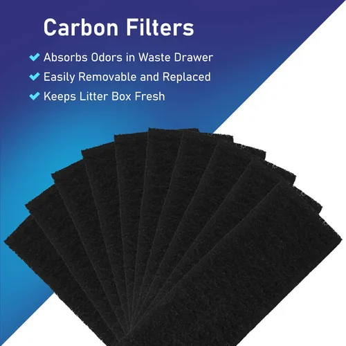 Vista 2 de PET STANDARD Filtros de carbono de repuesto y 1 juego de tiras de sellado de repuesto compatibles con la caja de arena autolimpiante para gatos