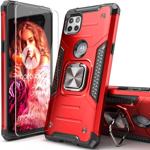 Vista 15 de Funda delgada para Moto One 5G Ace con protector de pantalla, absorción de golpes, resistente a prueba de caídas, con soporte de automóvil, funda
