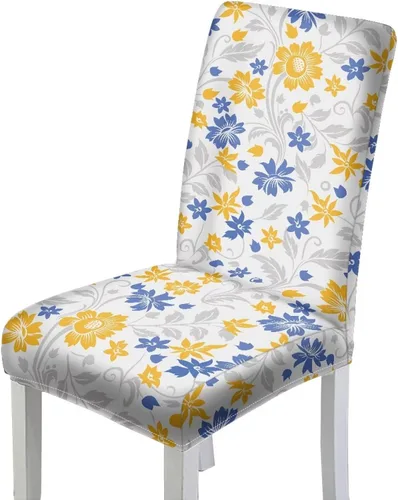 Vista 13 de HUGS IDEA Juego de 2 fundas para sillas de comedor con diseño de muñeco de nieve azul para silla Parsons, de elastano, lavables, antipolvo