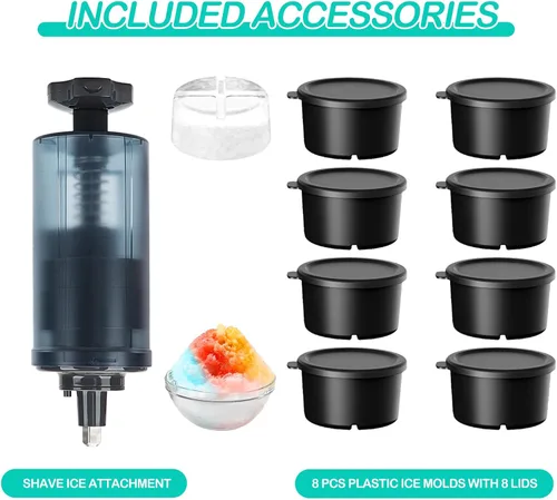 Vista 2 de Accesorio de hielo de afeitar para batidora de pie KitchenAid, con 8 moldes para batidoras de pie KitchenAid, accesorio de afeitadora de hielo