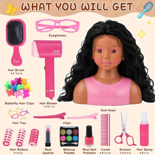 Vista 7 de Cabeza de muñeca para peinar el cabello para niños