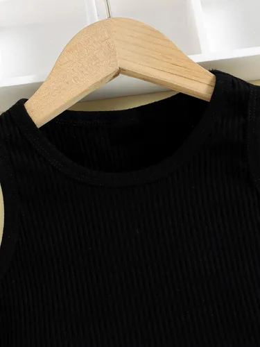 Vista 3 de SHENHE Conjunto de ropa de verano de 2 piezas para niña, camiseta corta sin mangas y pantalones cortos