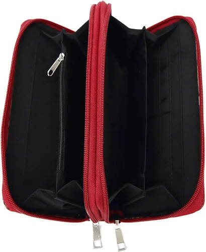 Vista 4 de Conchos tachonado cocodrilo corte láser vaquera Western monedero mujer cartera cartera, Borgoña, Cartera de pulsera estilo occidental para mujer