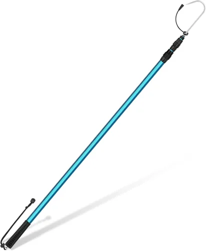 Vista 12 de SANLIKE Telescopic Fishing Gaff Aluminum Pole with Nonslip Rubber Handle Stainless Steel M8 Screw Hook Azul