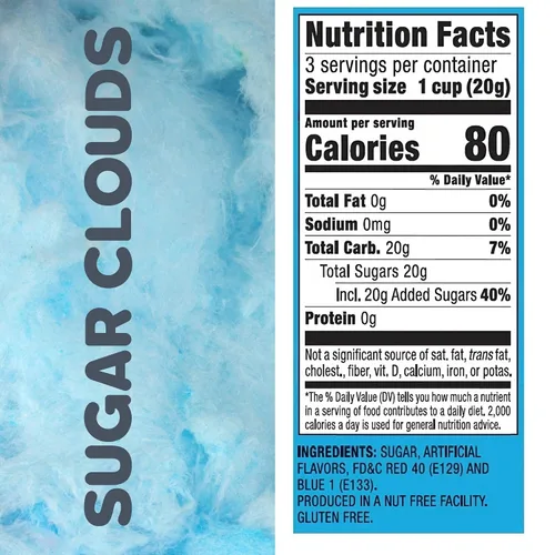 Vista 2 de Snacktery Algodón de azúcar rosa y azul: experimenta la dulzura de la feria con algodón de azúcar a granel con sabor a fresa y frambuesa azul, caja