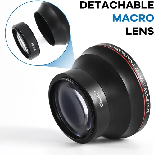Vista 2 de Lightdow 49MM 0.43x Lente Adicional HD de Alta Definición Gran Angular + Macro para Canon EOS M M2 M3 M5 M6 M10 M50 M100 M200, M6 Mark II, M50 Mark