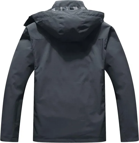 Vista 2 de Chaqueta impermeable ligera para hombre con capucha, para el aire libre, senderismo, viajes