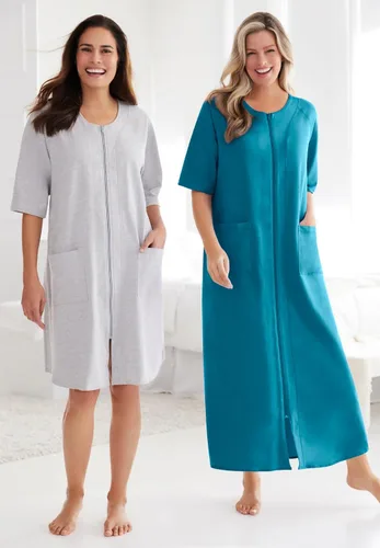 Vista 5 de Dreams & Co. Bata larga de rizo francés con cremallera frontal para mujer, talla grande