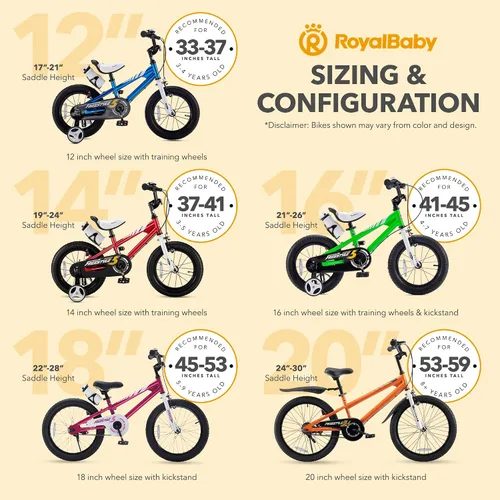 Vista 6 de RoyalBaby Freestyle - Bicicleta con frenos de 2 manijas para niños y niñas, bicicleta de 14 pulgadas con ruedas de entrenamiento para niños pequeños