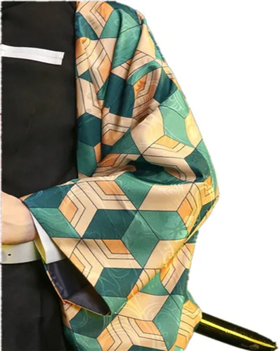 Vista 8 de Disfraz de kimono de Demon Tanjiro con arete para cosplay de Shinobu Zenitsu Giyuu Tomioka para mujeres y hombres