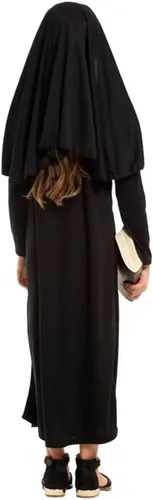 Vista 4 de YEMYIQZ Nun Costume For Kids Girl Dress Catholic Sister Robe Priest Halloween Outfit Carnival Cosplay Child Gothic Head Wrap