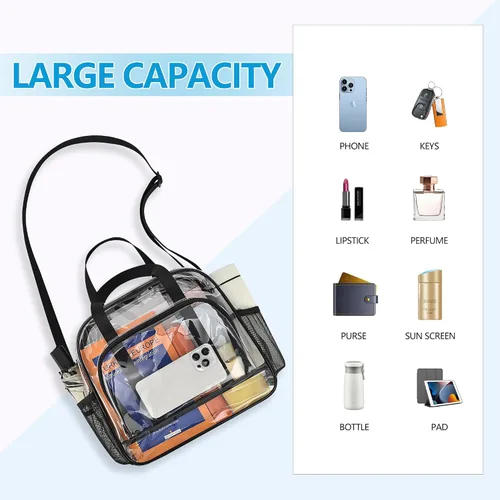 Vista 6 de Paxiland Clear Bag for Stadium Events, 12x6x12 inches Tote Bag with Detachable Reinforced Strap for Sports Concert and Work