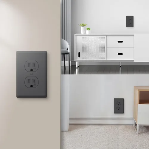 Vista 8 de Toma eléctrica dúplex 15A 125V TR, 2 polos 3 cables, listado UL, 10 Negro