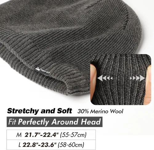 Vista 4 de TOP-EX LXLXXL - Gorro de lana merino impermeable con forro polar para todo tipo de clima invierno cálido