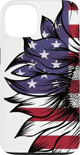 Vista 7 de USA Patriotic 4th of July Sunflower American Flag Case for iPhone 17