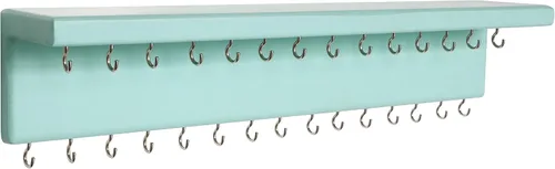 Vista 9 de SANY DAYO HOME Organizador de joyas con 24 ganchos y estante para cosméticos, 12 x 3 x 4 pulgadas, soporte de madera de pino rústico montado