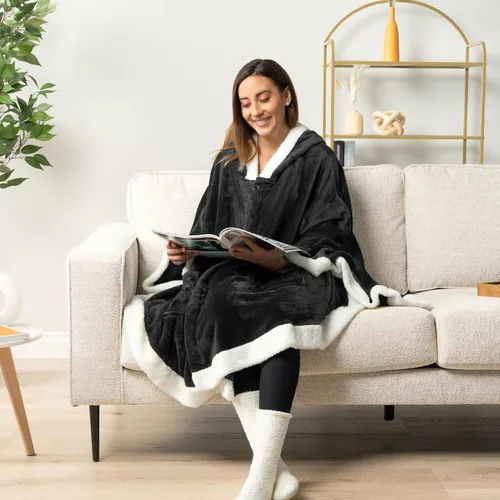 Vista 8 de PAVILIA Manta Vestible para Mujeres Adultas, Acogedora Manta Poncho Capa de Vellón de Felpa con Capucha, Chal Súper Suave, Manta Envolvente Angel