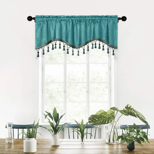 Vista 28 de Cortinas de doble cara de felpilla para cortina de cocina, cenefa para sala de estar