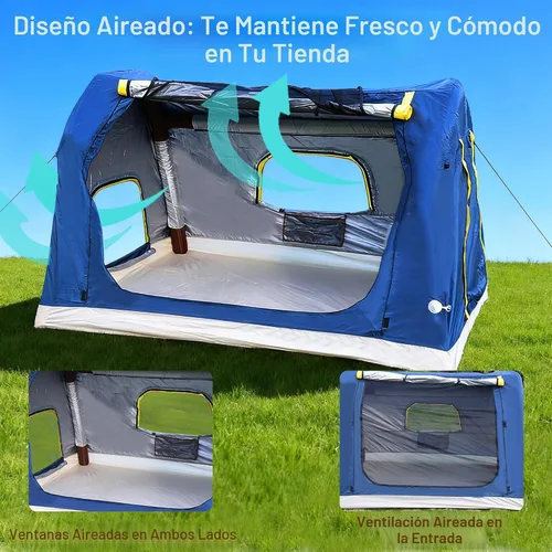 Vista 4 de 2-4 Person Inflatable Camping Tent 60 Second Setup 4 Season Waterproof (PU3000 Oxford) All Weather Tent for Romantic Dates, Fall/Winter