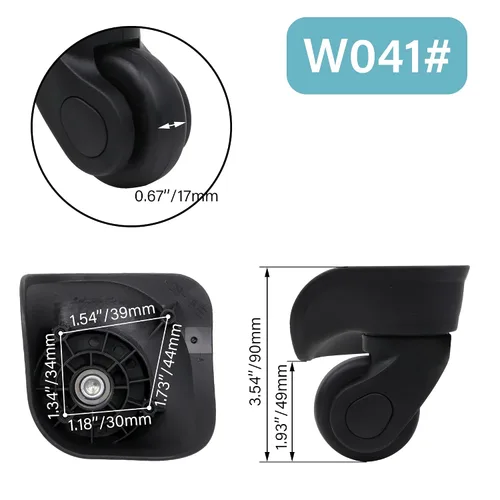 Vista 6 de 1 par de ruedas de repuesto para equipaje 360 ruedas giratorias para maleta, color negro (W041)