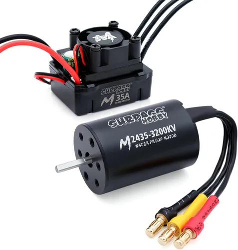 Vista 10 de SurpassHobby - Motor sin escobillas a control remoto ESC Combo impermeable 2435 4300KV motor sin escobillas y 35A ESC Combo Set para 1/16 coches