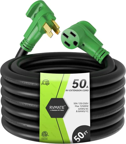 Vista 16 de RVMATE Cable de extensión de alimentación con cerradura para RV/generador de 50 amperios y 25 pies, mango de fácil enchufe, 14-50P a SS 2-50R