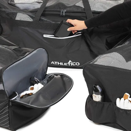 Vista 6 de Athletico Bolsa de lona de hockey - Bolsa de viaje grande de 35 pulgadas para hockey sobre hielo XXL para equipo y equipo, con organizador incluido
