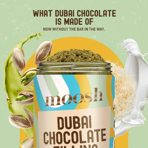 Vista 3 de Moosh Relleno de barra de chocolate Dubai: pistacho viral y Kataifi para postres, tostadas y dulces (6 onzas)