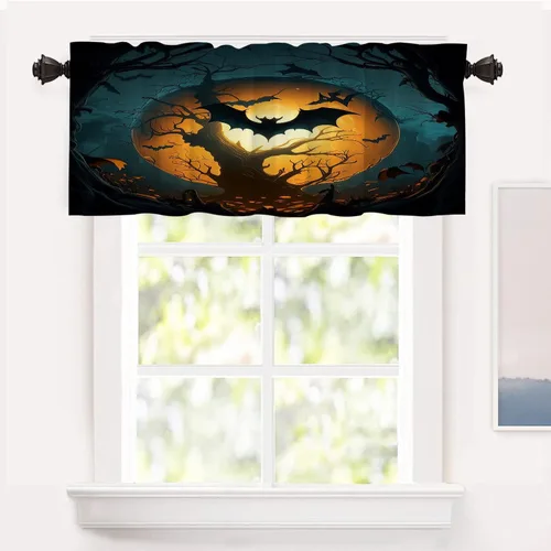 Vista 140 de Shrahala Beige and Orange Abstract Art Brushstrokes Blackout Curtain Tiers, Abstract Oil Paint Kitchen Valance Light Blocking Tier Drapes with Rod