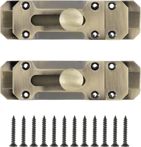Vista 12 de Geesatis - Cerradura de seguridad para puerta deslizante de 5 pulgadas con tornillos de montaje Bronze Sliding Door Window Latch with Mounting
