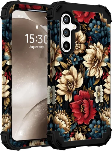 Vista 68 de Funda para Galaxy A14 5G Case, Patrón Floral 3 en 1 Protección Resistente de Servicio Pesado a Prueba de Golpes Parachoques de Goma de Silicona