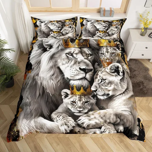 Vista 39 de Juego de funda de edredón de dibujos animados con lazo, tamaño individual, juego de ropa de cama a cuadros geométricos coloridos, decoración