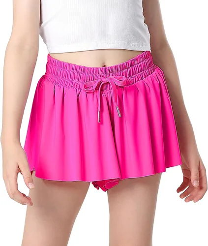 Vista 5 de Pantalones cortos holgados con cordón para niñas, pantalones cortos deportivos para correr, deportes, gimnasia para 6 a 12 años