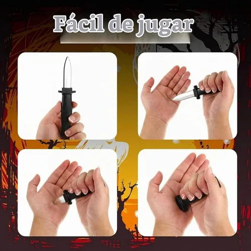 Vista 4 de Sumind 4 piezas retráctil falso cuchillo utilería daga juguete mágico